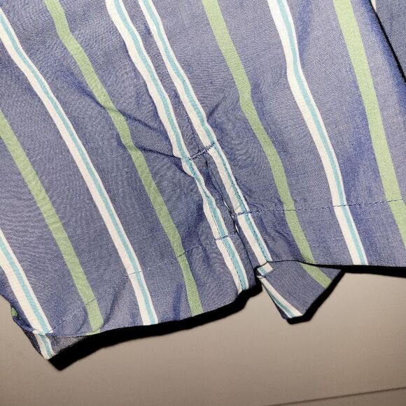 Mens Free Assembly Lightweight Striped Button Up Blue Short Sleeve Shirt XXL NWT - Picture 8 of 9